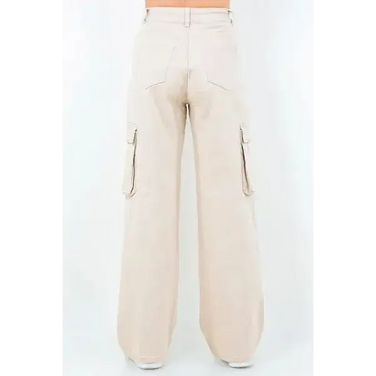Drawstring Wide Leg Cargo Pants.