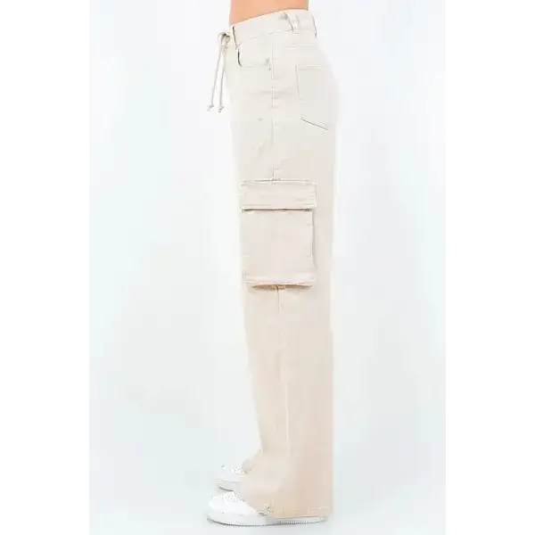 Drawstring Wide Leg Cargo Pants.