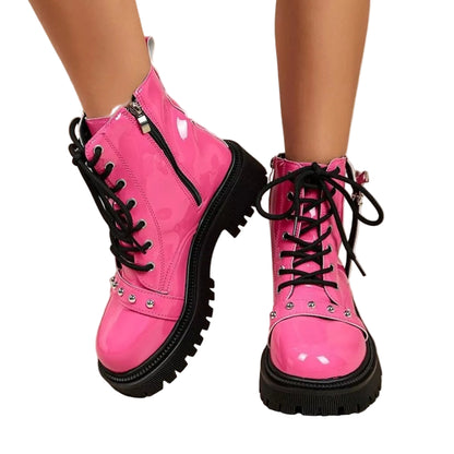 Round Toe Lace Up Boots