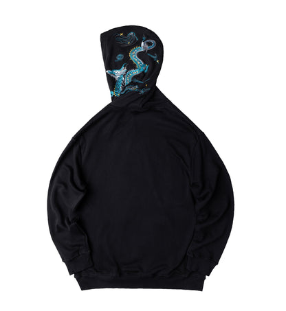 Blue Dragon Embroidery Hoodie