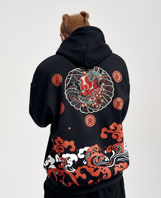 Red Demon Embroidery Hoodie