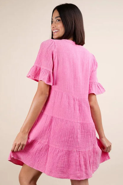 Mineral Washed Woven Mini Dress.