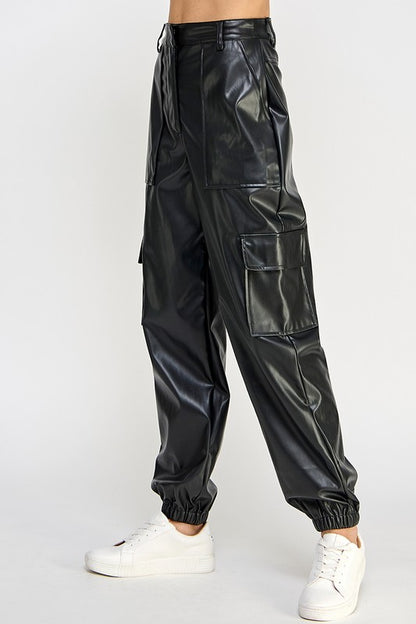 Relaxed Leather Cargo Pants