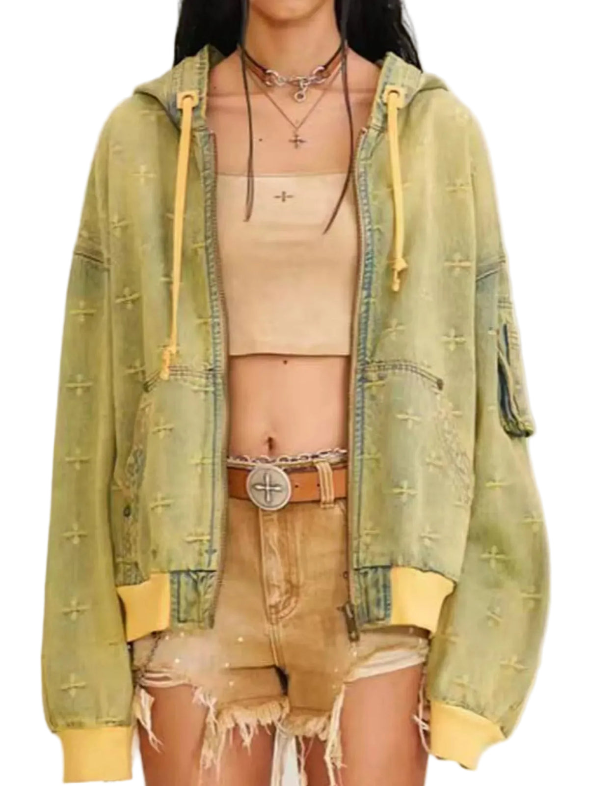 Zip Up Hooded Denim Jacket