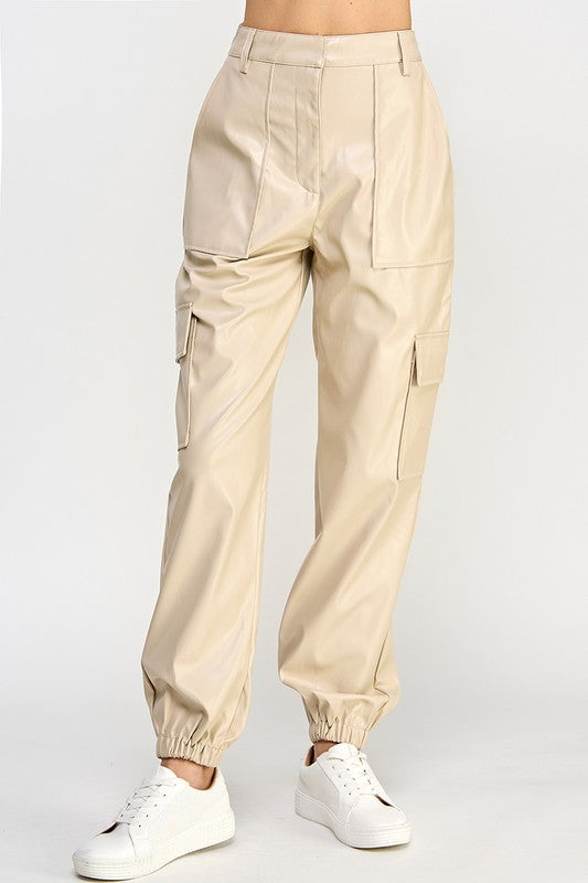 Relaxed Leather Cargo Pants