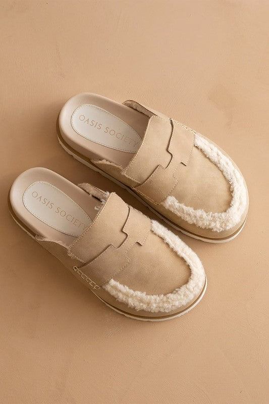 Suede Sherling Cozy Loafer Mule