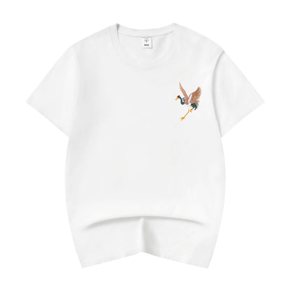 Flying Crane Embroidery Tee