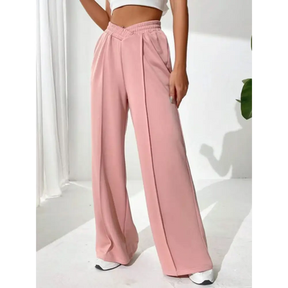 Elastic Waist Wide Leg Pants.