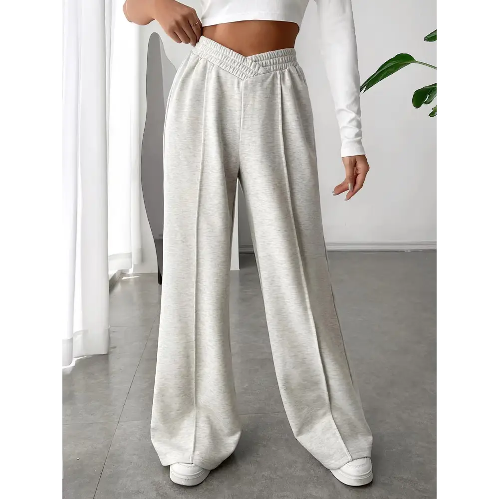 Elastic Waist Wide Leg Pants.