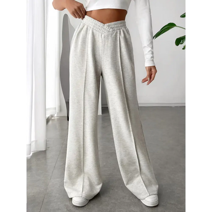 Elastic Waist Wide Leg Pants.
