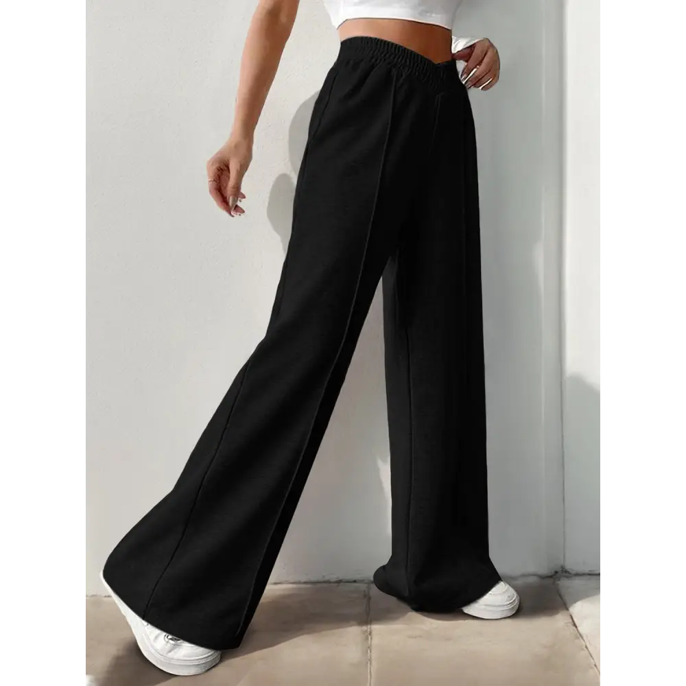 Elastic Waist Wide Leg Pants.