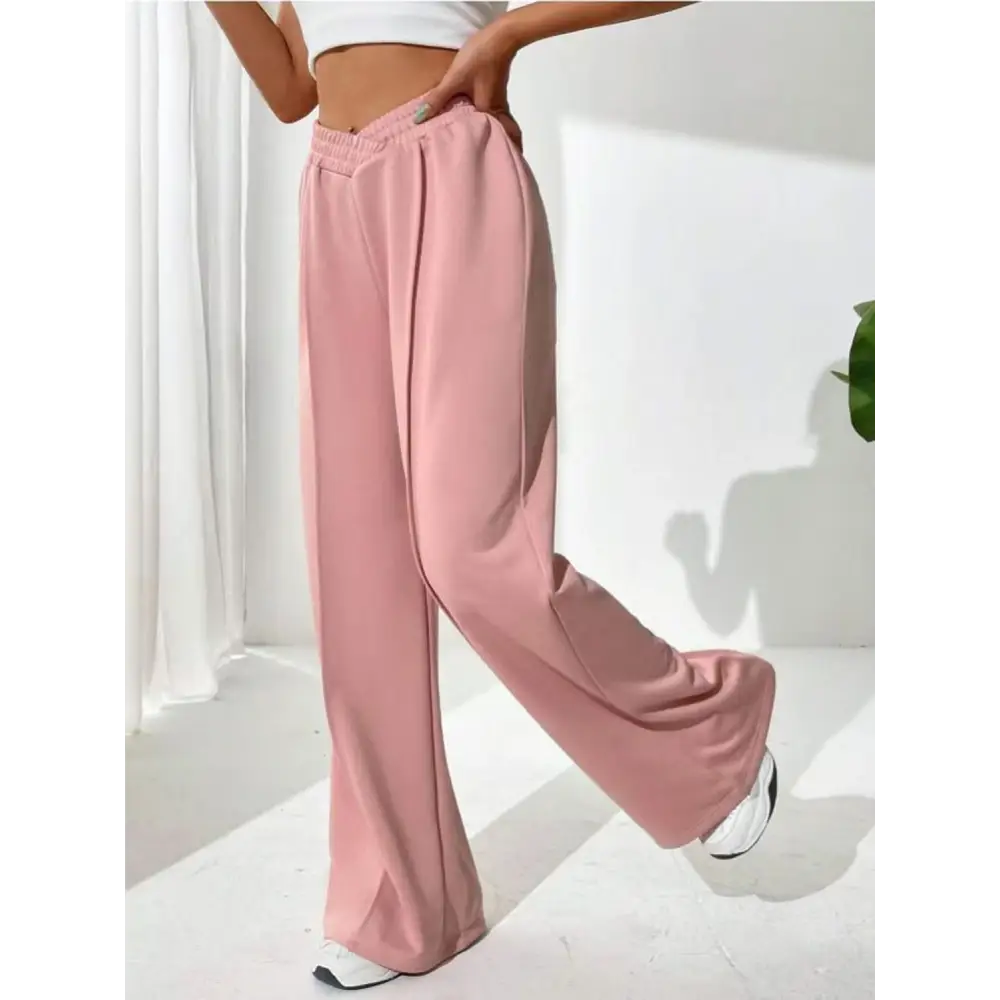 Elastic Waist Wide Leg Pants.