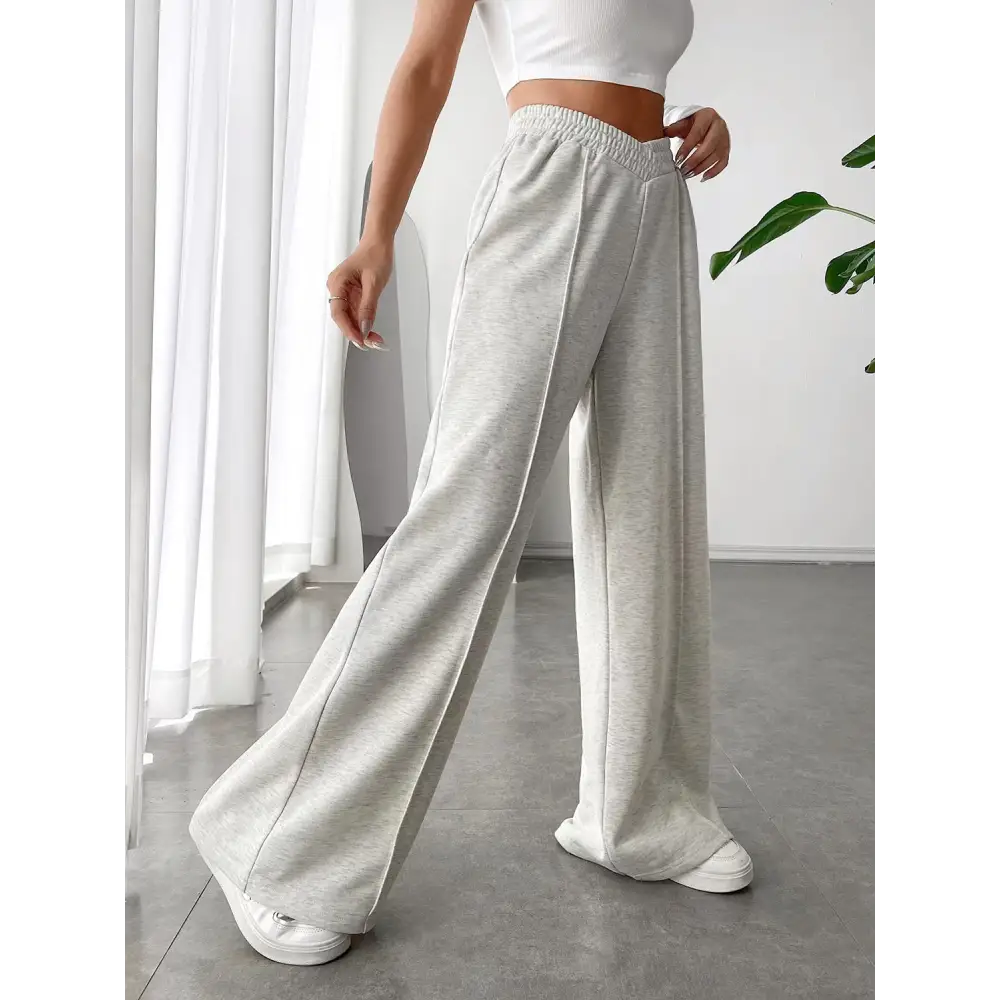 Elastic Waist Wide Leg Pants.
