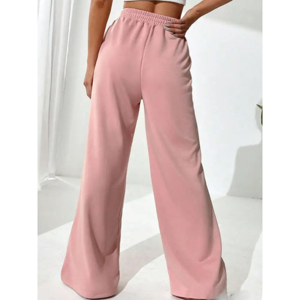 Elastic Waist Wide Leg Pants.