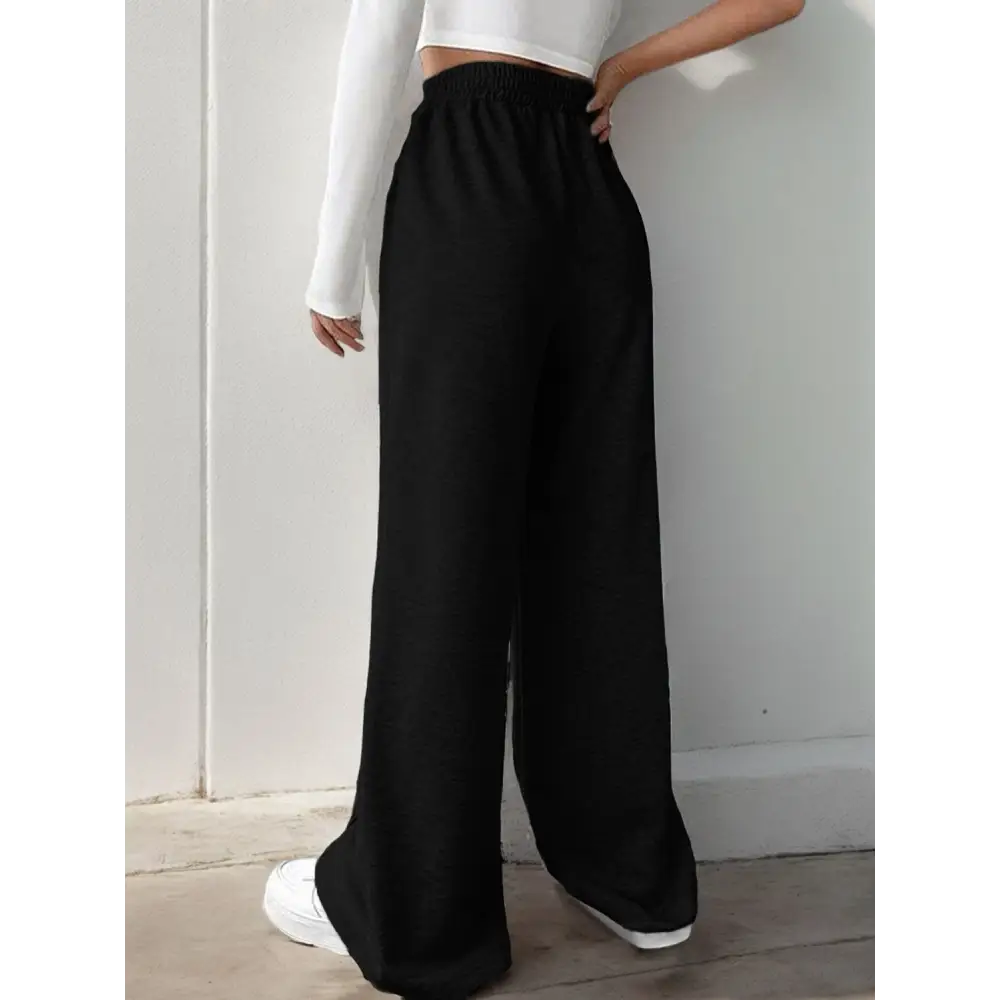 Elastic Waist Wide Leg Pants.