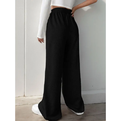 Elastic Waist Wide Leg Pants.