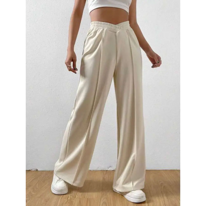 Elastic Waist Wide Leg Pants.