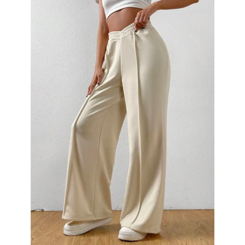 Elastic Waist Wide Leg Pants.