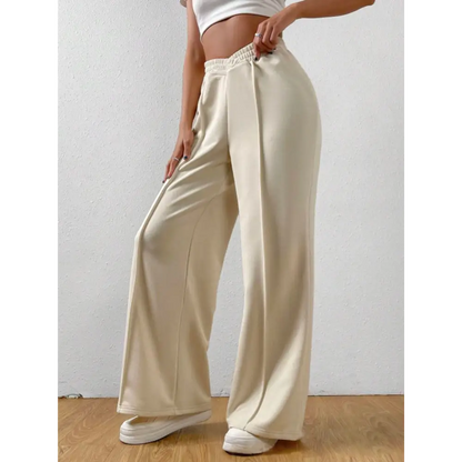 Elastic Waist Wide Leg Pants.