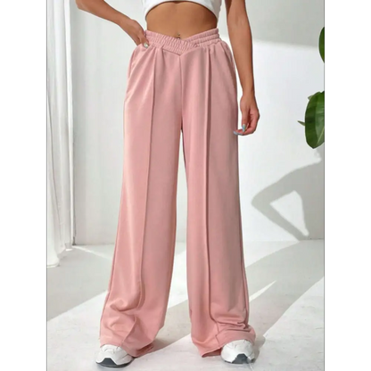 Elastic Waist Wide Leg Pants.