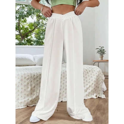 Elastic Waist Wide Leg Pants.