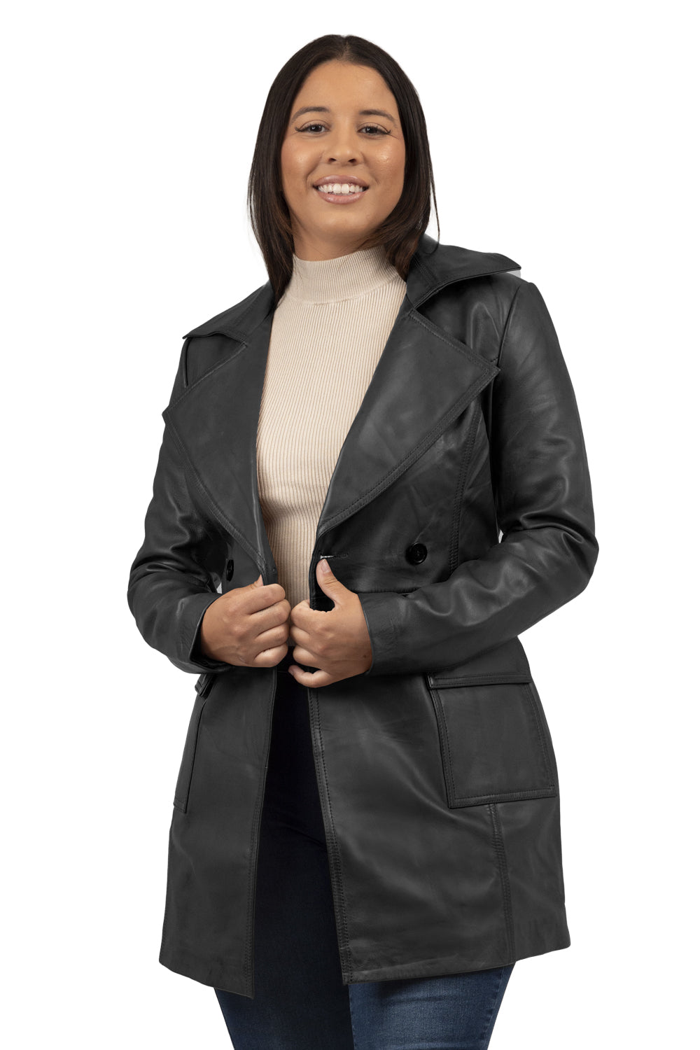 Emma Women's Lambskin Leather Trench Coat