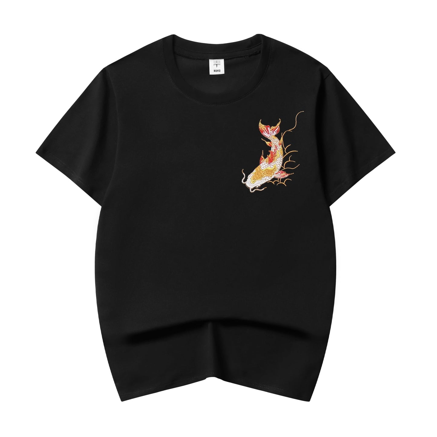 Golden Koi Fish Embroidery Tee