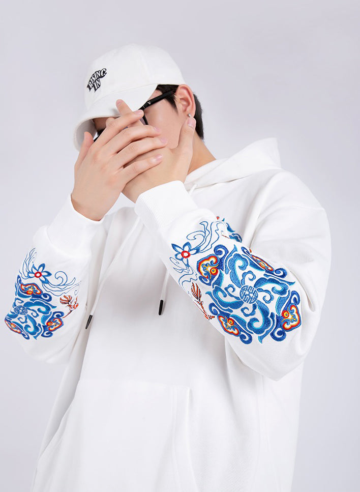 Fish Art Embroidery Hoodie