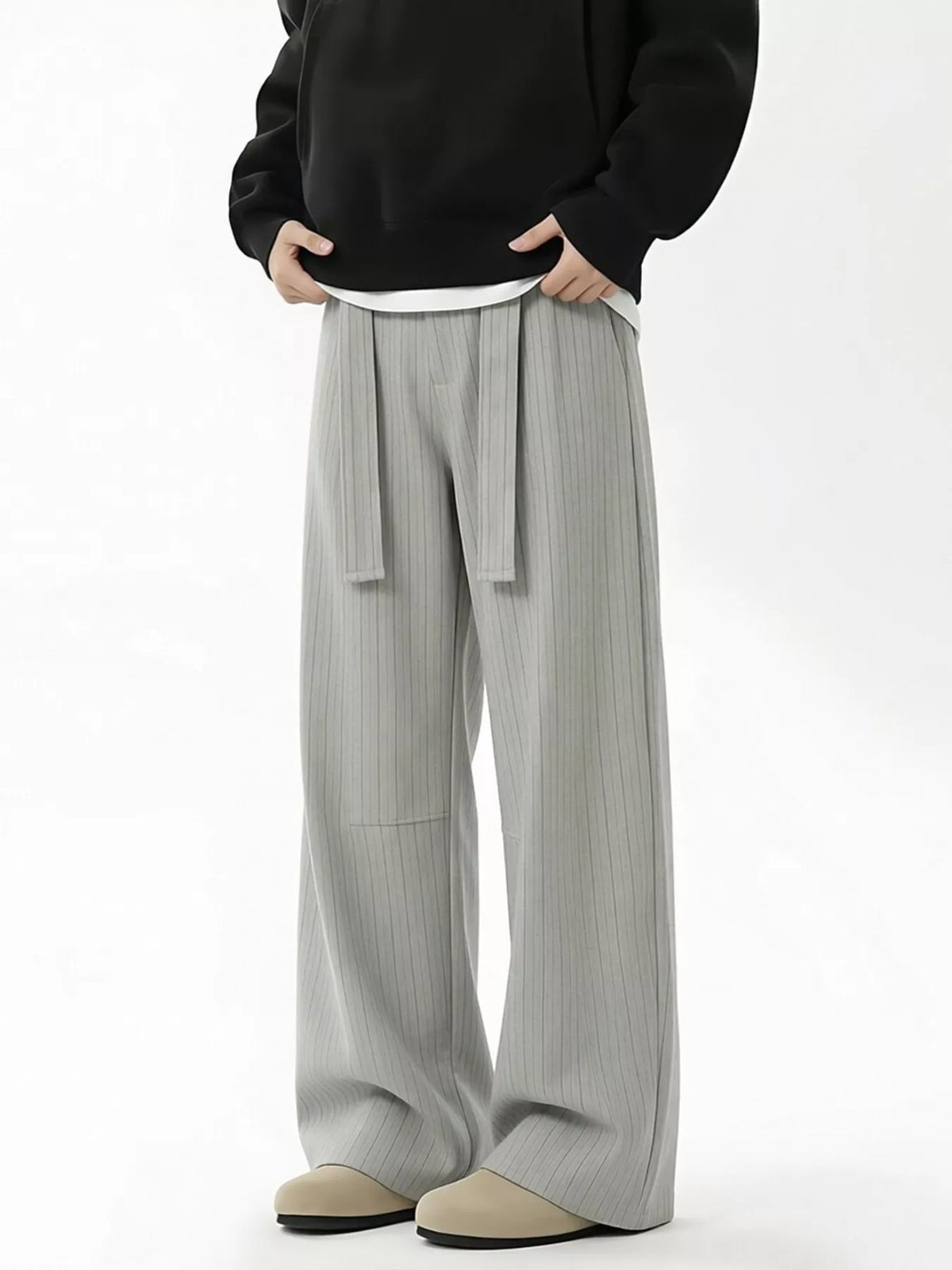High-Waisted Striped Wide-Leg Pants