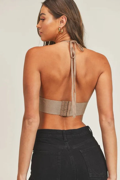 Long Sleeve Crop Sweater Top and Inner Bra Set.