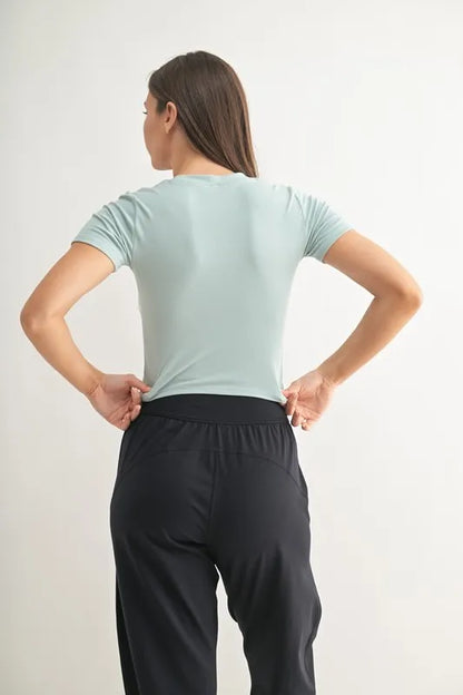 Essential Micro-ribbed Cropped Athleisure Tee.