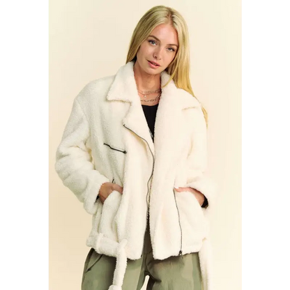 Faux Fur Zip Up Jacket.