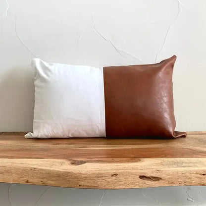Faux leather lumbar pillow, 12x20in/ 16x26.