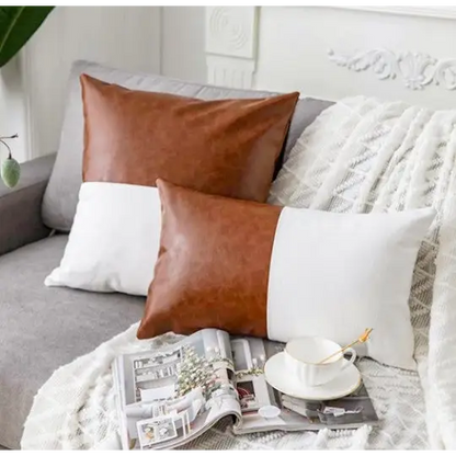 Faux leather lumbar pillow, 12x20in/ 16x26.