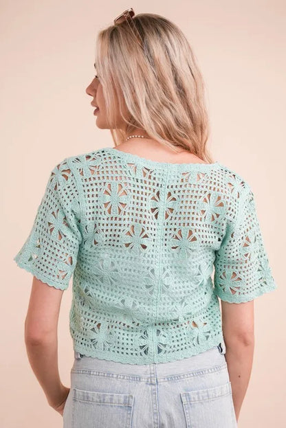 Front Tie Crochet Crop Top.