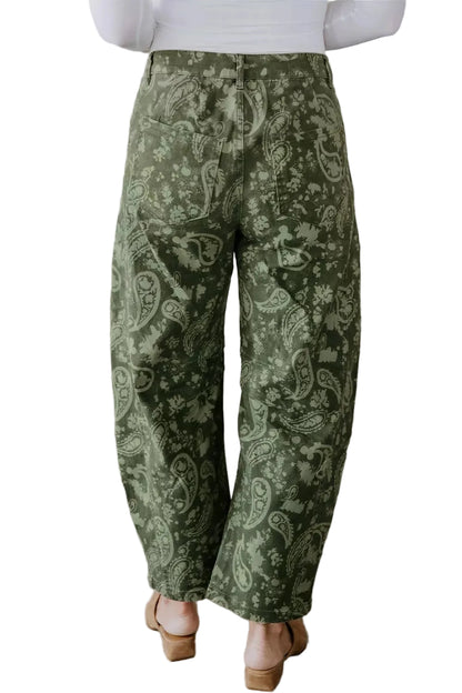 Paisley Print Harem Denim Pants