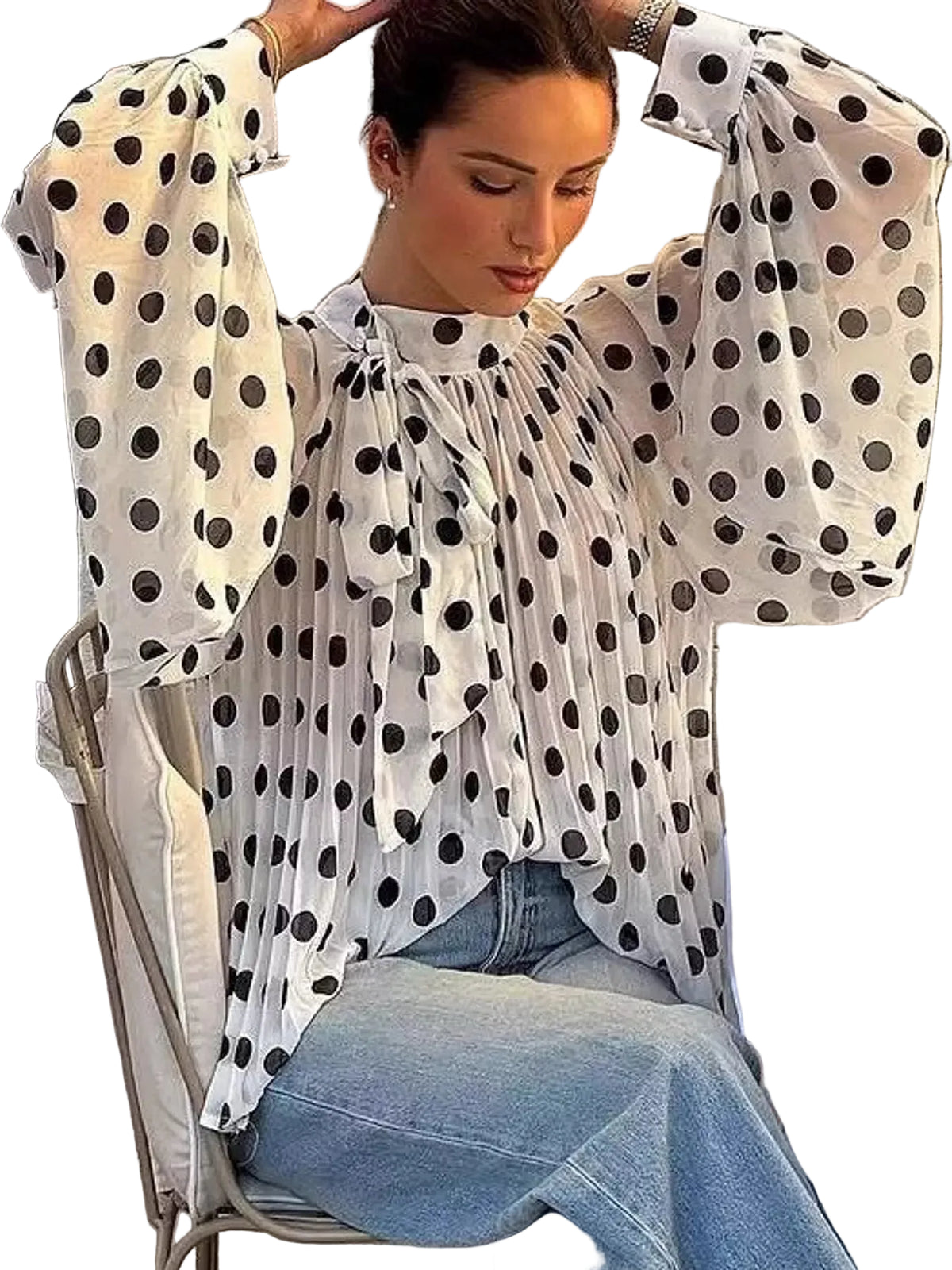 Polka Dot Long Sleeve Blouse