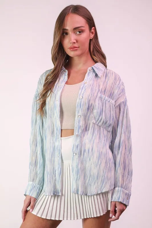 Oversized Printed Button Up Shirt.