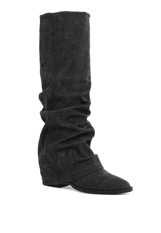 Capella Fold-Over Slouchy Denim Boot