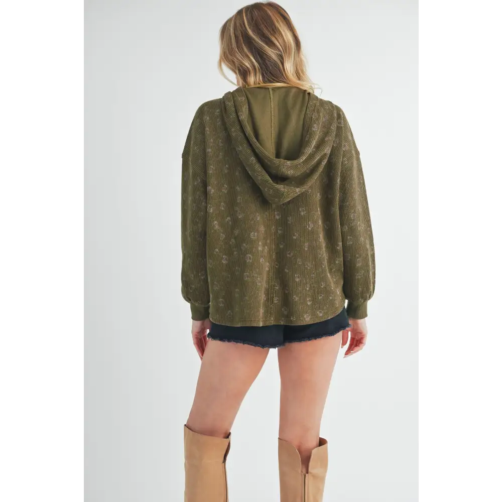 Floral Button Up Hooded Jacket.