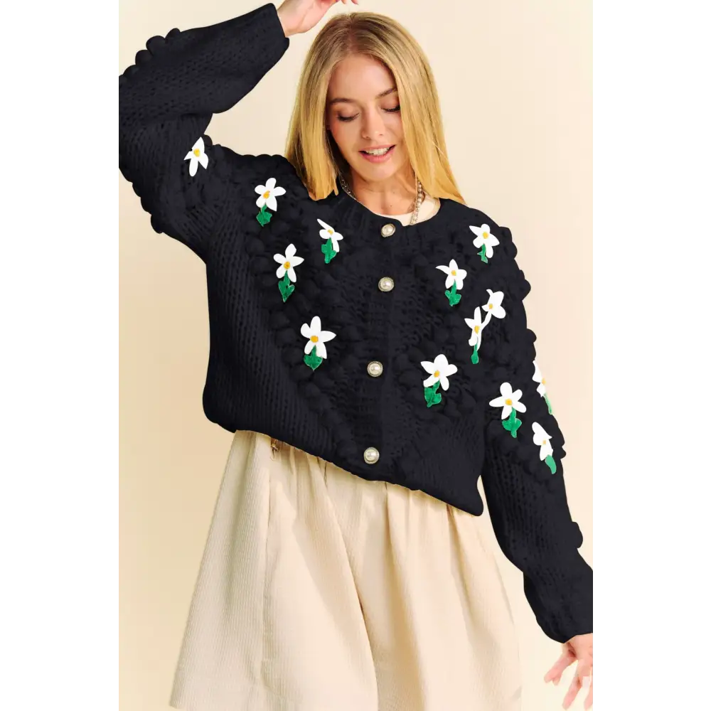 Floral Pattern Button Down Cardigan.