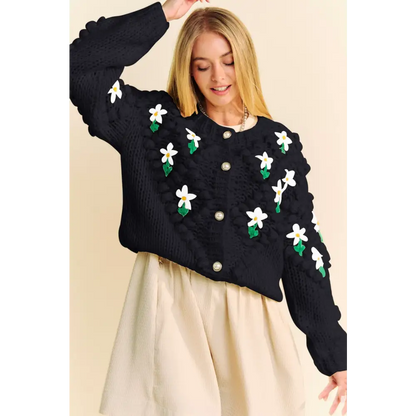 Floral Pattern Button Down Cardigan.