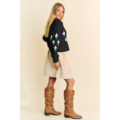 Floral Pattern Button Down Cardigan.