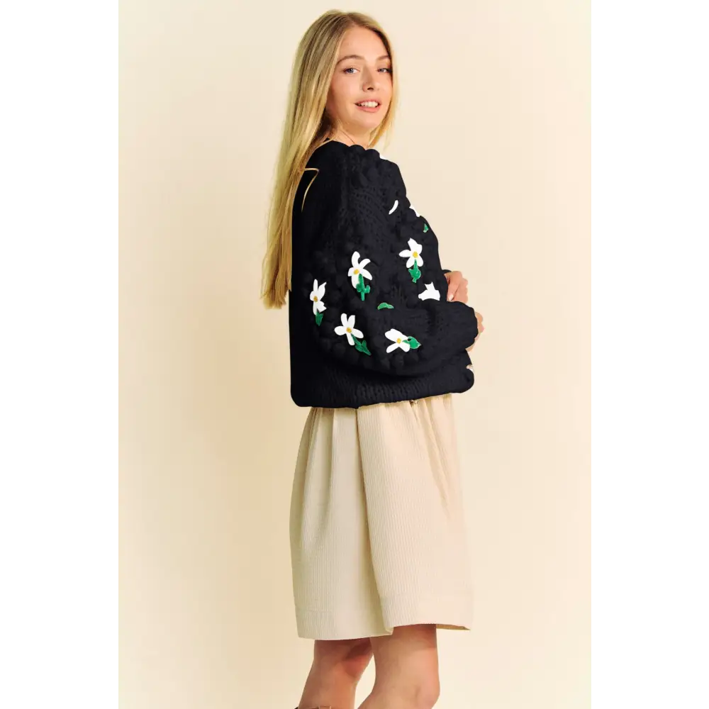 Floral Pattern Button Down Cardigan.