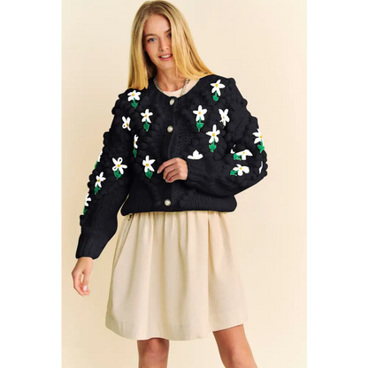 Floral Pattern Button Down Cardigan.