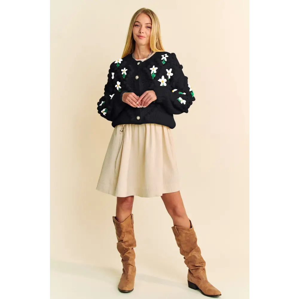 Floral Pattern Button Down Cardigan.