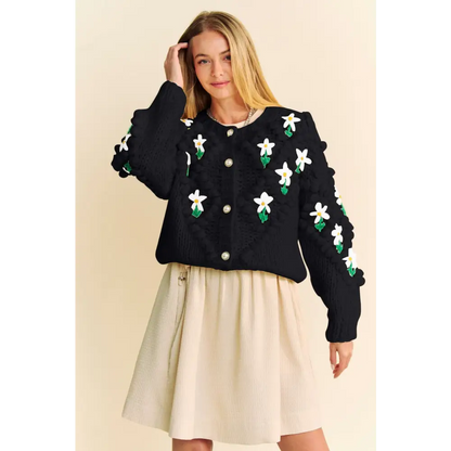 Floral Pattern Button Down Cardigan.