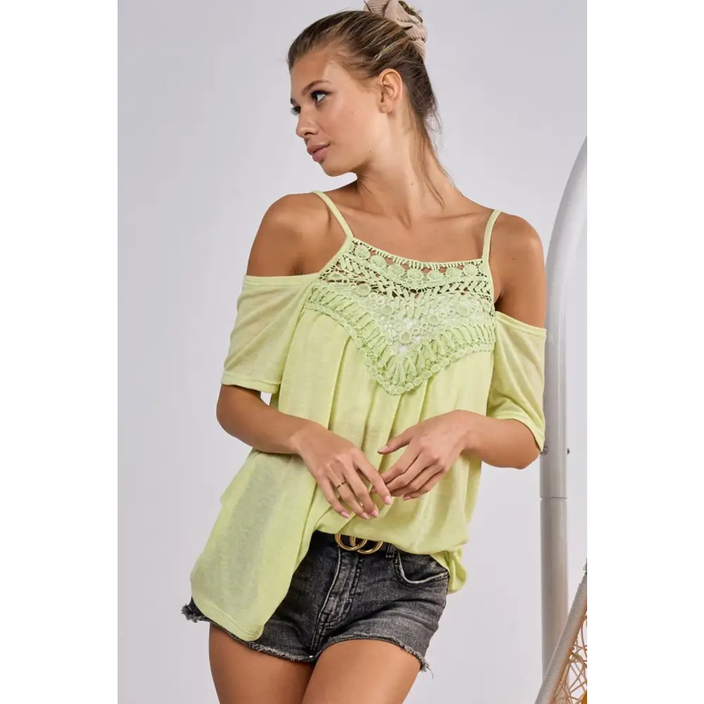 Front Crochet Lace Adjustable Strap Top.