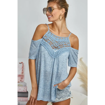 Front Crochet Lace Adjustable Strap Top.