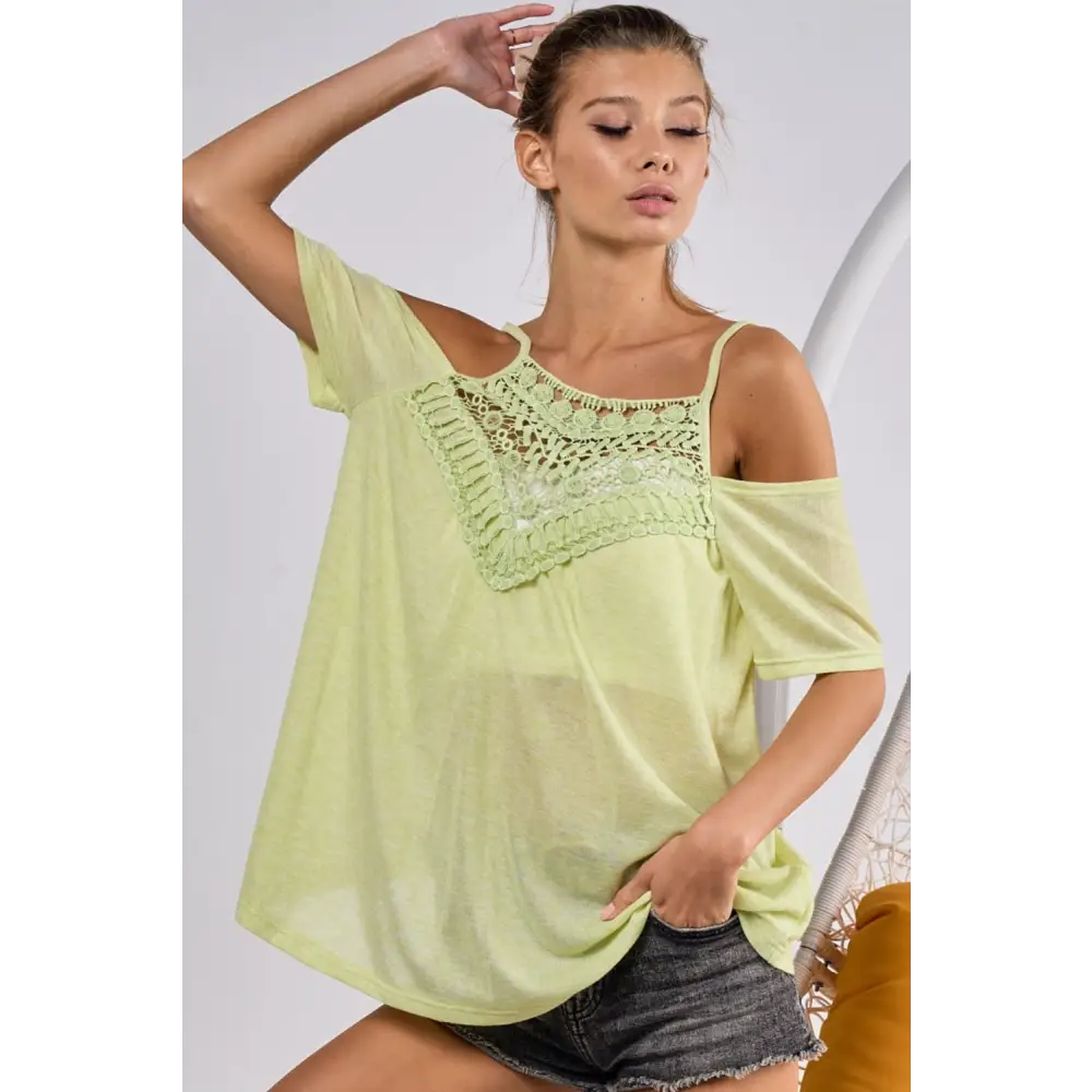 Front Crochet Lace Adjustable Strap Top.